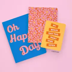 Too Many Thoughts Stitched Notebook Set, Softcover Journal, Class Notebooks