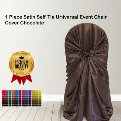 1 Piece Satin Self Tie Universal Event Chair Cover Chocolate