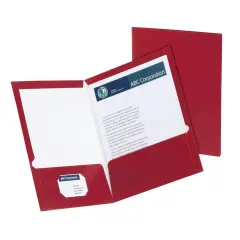 Oxford 2-Pocket Laminated Folder, 100 Sheet Capacity, Crimson, Pack of 25