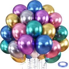 110 Pack Assorted Metallic Balloons 12 Inch, Chrome Latex Party Balloons 6 Gemstones Color for Birthday Party Graduation Anniversary Baby Shower Wedding Decorations