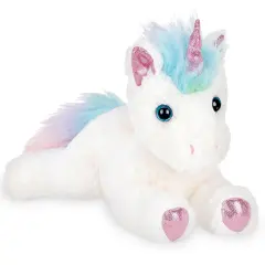 Bearington Lil' Rainbow Shimmers The White Unicorn Plush, 10 Inch Unicorn Stuffed Animal, For Ages 1-14