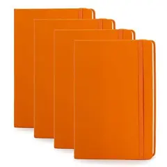 4 Pack Orange A5 Notebooks for Work, Travel, Business, School & More - College Ruled Notebook - Hardcover Journals for Women & Men - Lined Books with 192 pages, 5.7" x 8.4"