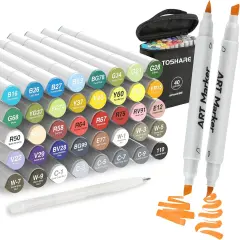 40 Colors Alcohol Markers Brush Tip Double Tip Art Markers Set Blender Art Pens Permanent Sketch Marker for Kids Adults Coloring and Artist Illustration