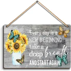 Decorations Every day is a new beginning - Dandelion Butterfly Wooden Wall Art, Motivational and Inspirational Decorations for Home,Housewarming Gift