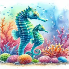 Diamond Painting Kits for Adults Seahorse, Round Full Drill Diamond Art Kits, 5D DIY Paint with Diamonds Crafts for Home Wall Decoration Gifts 12&times;16Inch, Marine Life