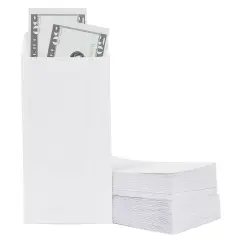 100-Pack #7 Small Money Envelopes for Cash 3.5x6.5 in, White 130 gsm, Self-Adhesive Paper Currency Envelopes for Budgeting, Saving Challenges, Banks, Coins, Seed Packets, Tips