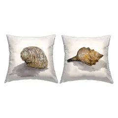 Natural Seashells with Shadow 2 PC Outdoor Printed Pillow Set Design by Jacob Q, 18 x 7 x 18