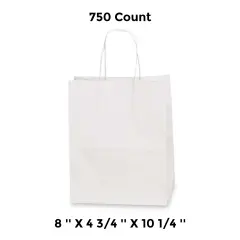 Glossy Carry Bags 8'' X 4 3/4'' X 10 1/4'' for Retail White