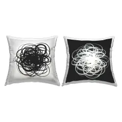 Stupell Industries Black & White Chaotic Scribble 2pc Indoor Pillow Set, 18 x 7 x 18