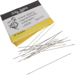 John James English Beading Needles - Size 12, Pack of 25 - Made in England - Use for Loom Weaving Beadwork, Off-Loom Stitching and Jewelry Making with Seed Beads