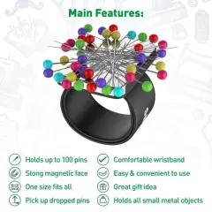 Magnetic Pin Cushion for Sewing &ndash; Wrist Pin Holder &ndash; Sewing Notions Sewing Quilting Supplies &ndash; Magnetic Pin Holder for Sewers & Hairstylist &ndash; Magnetic Pin Holder for Sewing Quilting Gift