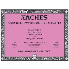 Arches Artist Watercolor Blocks, 140 lb Hot Press Block 18x24" (20 Sheets)