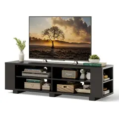 Costway 59'' Wood TV Stand Console Storage Entertainment Media Center w/ Adjustable Shelf