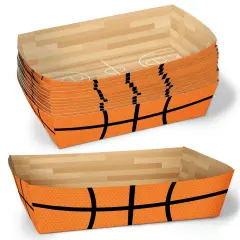 Big Dot of Happiness Basketball Party Paper Food Trays, Disposable Double-Sided Paper Food Holders for Nachos, Hot Dogs, French Fries - 12 Ct