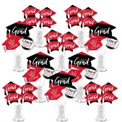 Big Dot of Happiness 2025 Red Graduation Party Centerpiece Sticks - Showstopper Table Toppers - 35 Pieces
