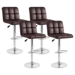 Costway Modern Swivel Bar Stools Set of 4 with Heavy-duty Metal Base & Footrest Back White/Black/Brown
