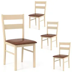 Costway Wooden dining chair set of 2/4 with rubber wood frame padded seat for kitchen