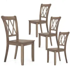 Costway Wooden Dining Chairs Set of 2/4 with Ergonomic Seat Rubber Wood Frame & High Backrest