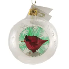 Golden Bell Collection 3.5 Inch Clear Ball With Cardinal Christmas Tree Ornament , Christmas Decor Christmas Ornament