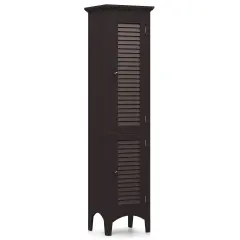 Costway Tall Bathroom Floor Cabinet Narrow Linen Tower with 2 Doors & Adjustable Shelf Black/Coffee/Grey