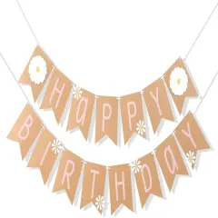 Daisy Happy Birthday Banner - Daisy Theme Birthday,Wildflower Birthday Banner, Groovy Birthday Theme for 1st Birthday, Daisy Themed Birthday Party Decoration Banne，Girl 1st Birthday Decoration