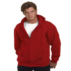 Bayside&reg; Adult USA Made Full-Zip Heavyweight Hooded Sweatshirt CARDINAL