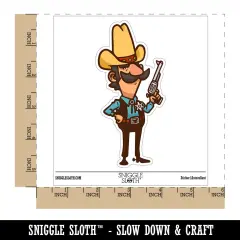 Water Bottle Sticker Set Cartoon Cowboy Western Sheriff Wild Western Cute Waterproof Vinyl Stickers Pack Decal, Skateboard, Laptop, Car, Window, Bumper - 5 Pack