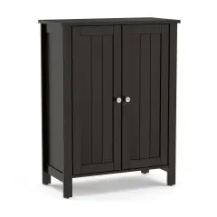 MDF Floor Cabinet with Adjustable Shelves and Double Doors Black