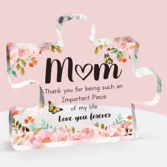 Mothers Day Gifts for Mom - Delicate Mom Birthday Gifts from Daughter Son - Engraved Acrylic Block Puzzle Piece 3.9 x 3.3 inch - Mothers Day Christmas Birthday Gifts for Mom, Ideas