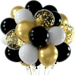 Black and Gold Confetti Balloons 60pcs