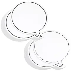 48 Pack Dry Erase Speech Bubble Cutouts for Bulletin Boards, Classroom Teaching Supplies, Available in 2 Designs, Solid and Dotted Outline, Laminated Erasable (9 x 8 Inches)