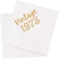 50th Birthday Cocktail Napkins 100Pcs Vintage 1975 50 Years Birthday Paper Disposable Party Napkins for His Her 50th Birthday Party Table Decorations 5 x 5 two-ply (1975)
