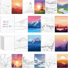 8x10 Inch - 0 Pcs Landscape Pre Drawn Canvas for Painting