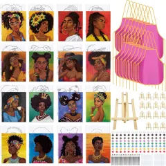 16 Pack Girls Night Sip and Paint Kit - Pre Drawn Canvas with Easels (8" X 10")