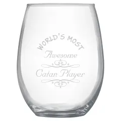 15oz Stemless Wine Glass - Worlds most awesome Catan Player