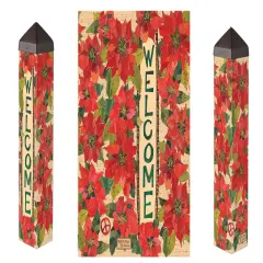 Painted Poinsettias Art Pole 20 Inches