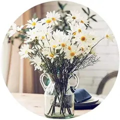 10pcs Artificial Daisy Flowers Flower Arrangements for Home Hotel Office Wedding Party Garden Craft Art Decor Each Approx 21" High No Vase White