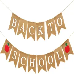 Back to School Decorations Banner Burlap