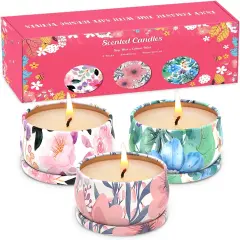 3Pack Scented Candle Set, Candles for Home Fragrance, Soy Wax Aromatherapy Tin Candles , Birthday Gift for Women