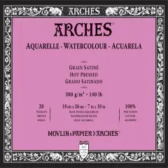 Arches Aquarelle Hot Pressed Watercolor Block 7"X10"- 140lb, 20 Sheets