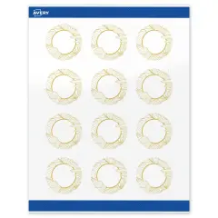 Avery Printable Round Labels with Sure Feed Technology, Pre-Printed Gold Florals, Glossy White, 2" Diameter, Laser & Inkjet Compatible, 120 Total, Great for Branding, Marketing, and Events