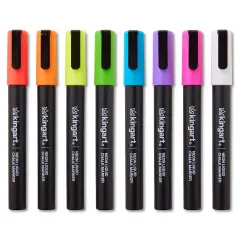 KINGART&reg; Liquid Chalk Markers, Neon Colors, Round & Chisel Tip, Set of 8