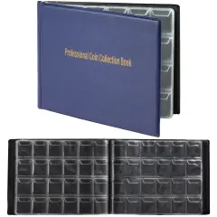Juvale 240 Pocket Coin Holders for Collectors - Coin Collection Album for Pennies, Quarters, Rare Coins (Dark Blue)