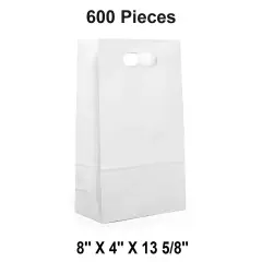 Economy Die-Cut Handle Paper Bags 8" x 4" x 13 5/8" Dimensions