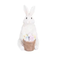 5.91" Easter Bunny Rabbit w/ Flower Floral Flower Basket Decorative Figure Figurine