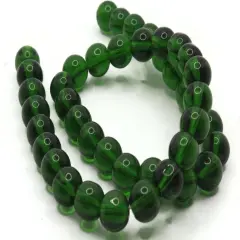 42 8mm Clear Green Glass Smooth Round Beads