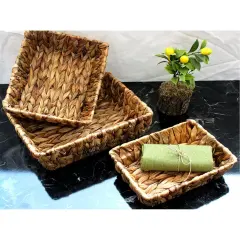 Natural Rush Rectangular Basket Trays 9 '' x 6 3/8 ''