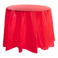Red Round Disposable Plastic Tablecloths - 84" (96 Tablecloths)