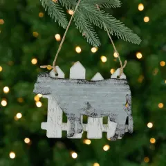 Northlight 4.5" Country Rustic Cow and White Picket Fence Christmas Ornament
