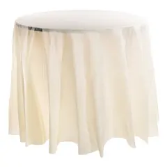 Ivory Round Disposable Plastic Tablecloths - 84" (96 Tablecloths)
